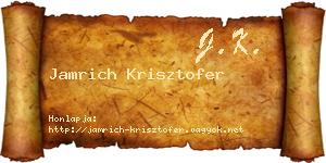 Jamrich Krisztofer névjegykártya